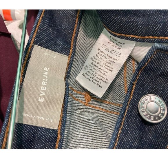 Everlane Authentic Stretch High Rise Skinny Jeans Ankle Size 27, Dark Blue - Picture 3 of 3